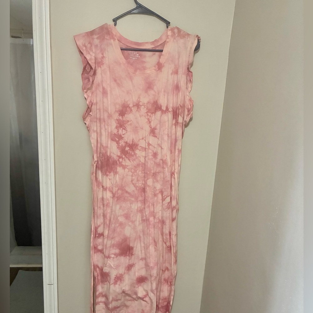 Time and Tue Pink Tie-Dye Sleeveless Dress